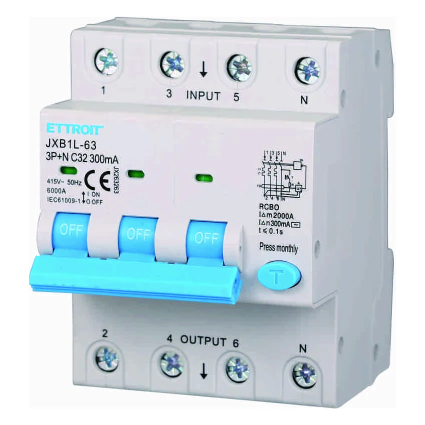 Ettroit Jx263263 Magnetotermico Differenziale 3P+N 32A 300Ma 380V-6Ka