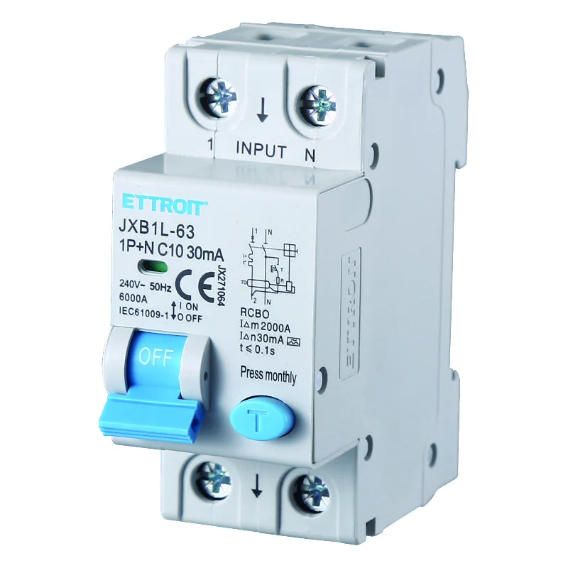 Ettroit Jx271064 Magnetotermico Differenziale 1P+N 10A 30Ma 220V-6Ka Classe A