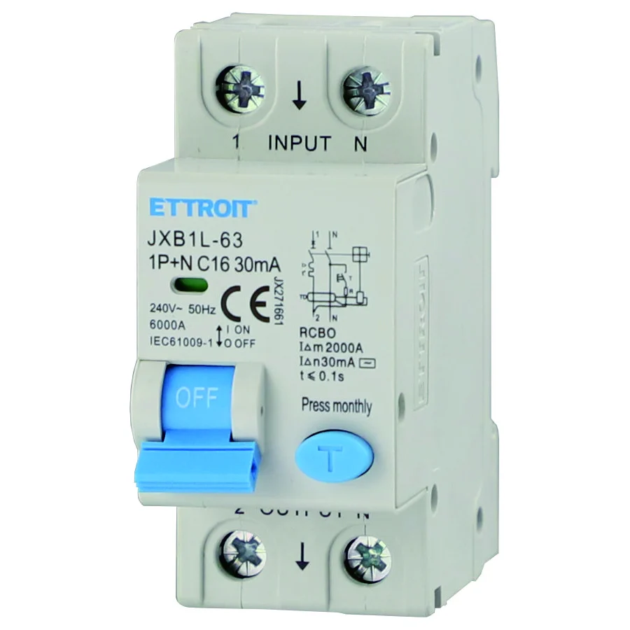Ettroit Jx271661 Magnetotermico Differenziale 1P+N 16A 30Ma 220V-6Ka