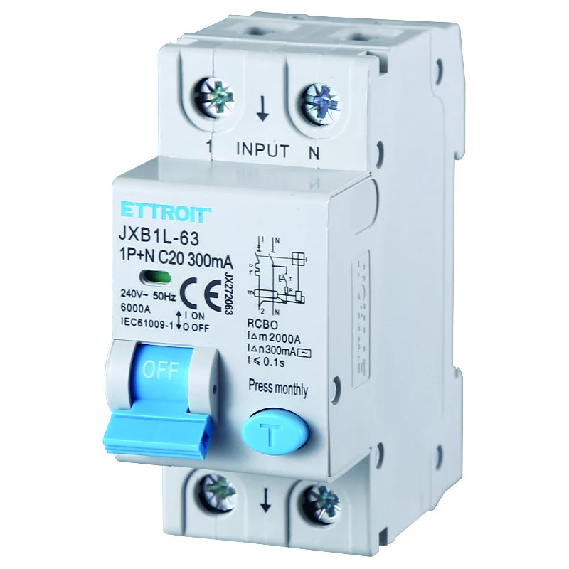 Ettroit Jx272063 Magnetotermico Differenziale 1P+N 20A 300Ma 220V-6Ka