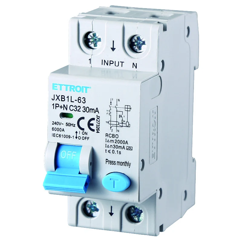 Ettroit Jx273264 Magnetotermico Differenziale 1P+N 32A 30Ma 220V-6Ka Classe A