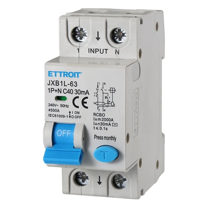 Ettroit Jx274061 Magnetotermico Differenziale 1P+N 40A 30Ma 220V-6Ka