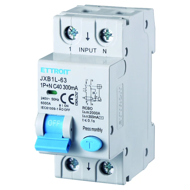 Ettroit Jx274063 Magnetotermico Differenziale 1P+N 40A 300Ma 220V-6Ka
