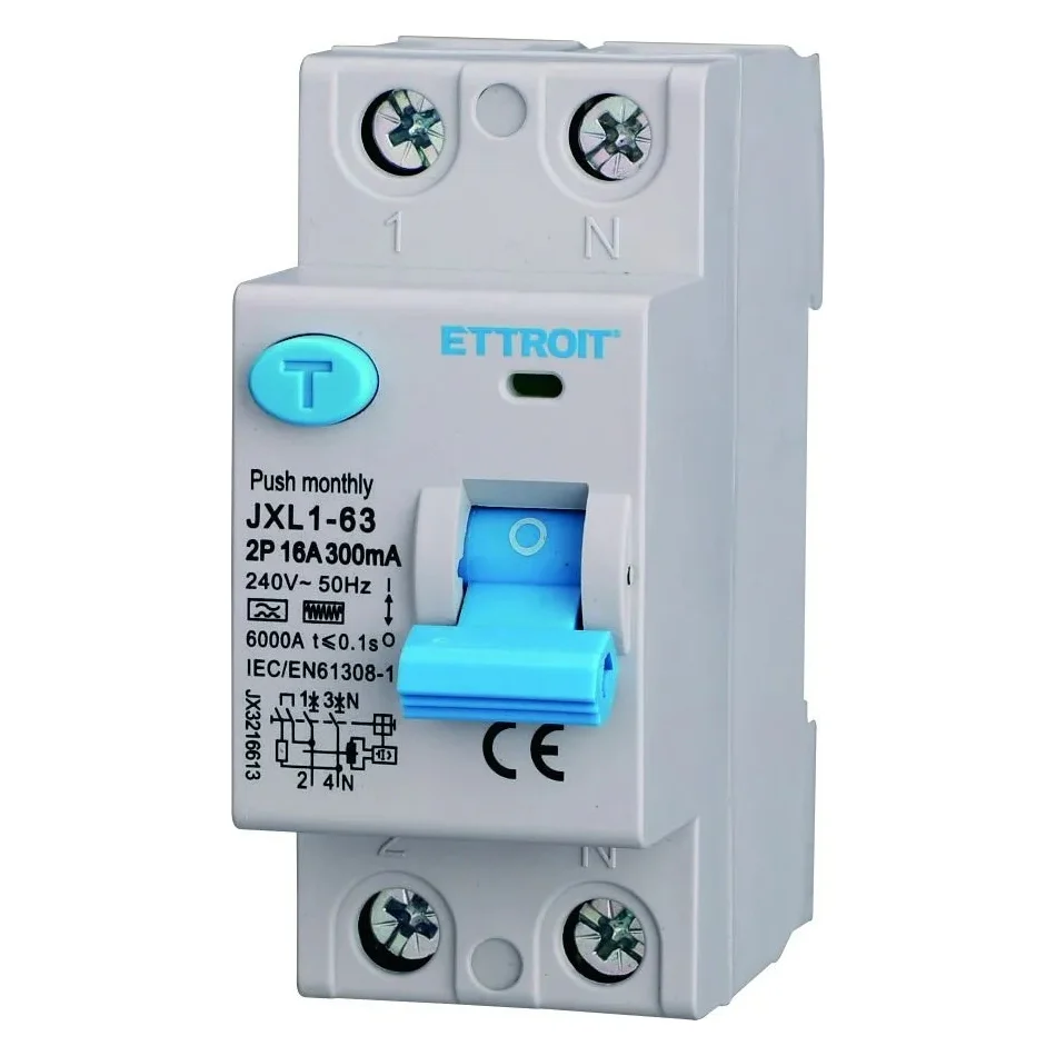 Ettroit Jx3216613 Interruttore Differenziale Puro 2P 16A 300Ma 220V-6Ka Curva F