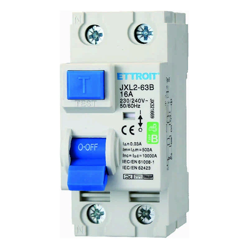 Ettroit Jx321669 Magnetotermico Differenziale Puro 2P 16A 30Ma Curva B 6Ka Ac/Dc 220V