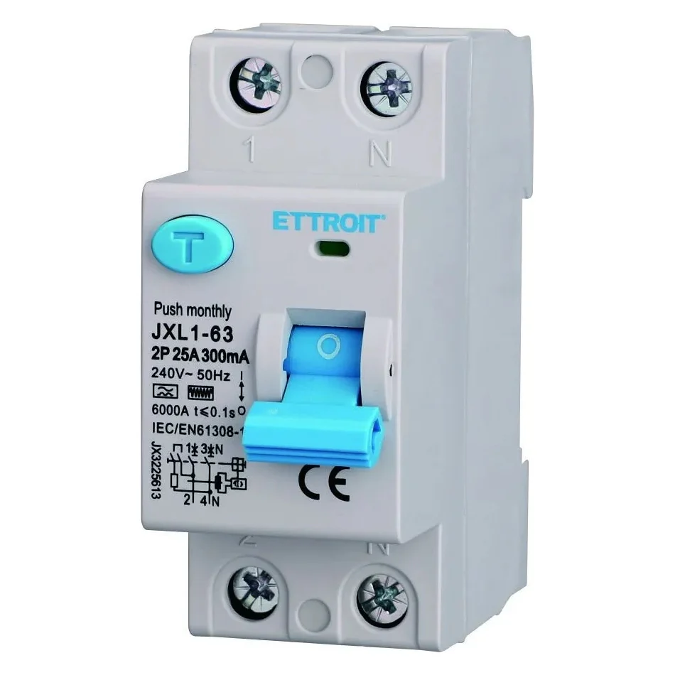 Ettroit Jx3225613 Interruttore Differenziale Puro 2P 25A 300Ma 220V-6Ka Curva F