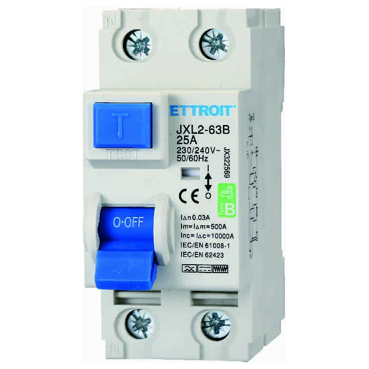 Ettroit Jx322569 Magnetotermico Differenziale Puro 2P 25A 30Ma Curva B 6Ka Ac/Dc 220V