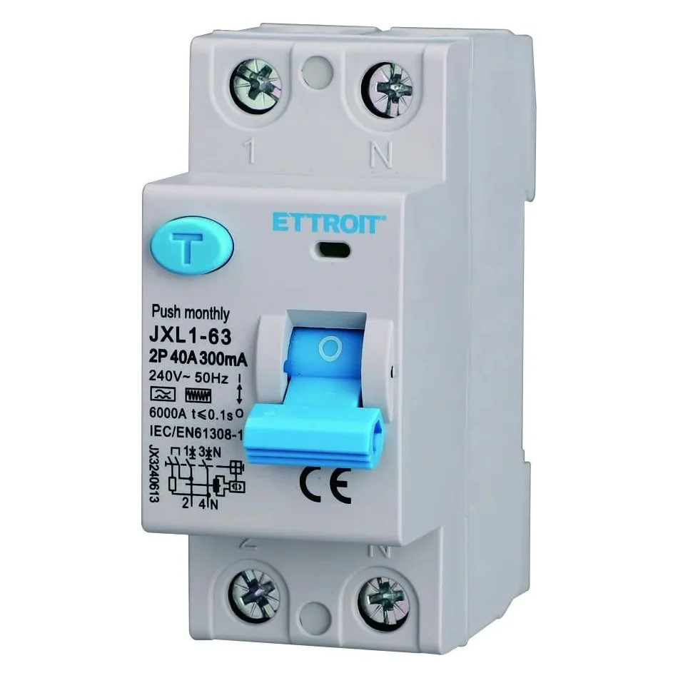 Ettroit Jx3240613 Interruttore Differenziale Puro 2P 40A 300Ma 220V-6Ka Curva F