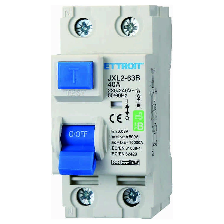Ettroit Jx324069 Magnetotermico Differenziale Puro 2P 40A 30Ma Curva B 6Ka Ac/Dc 220V