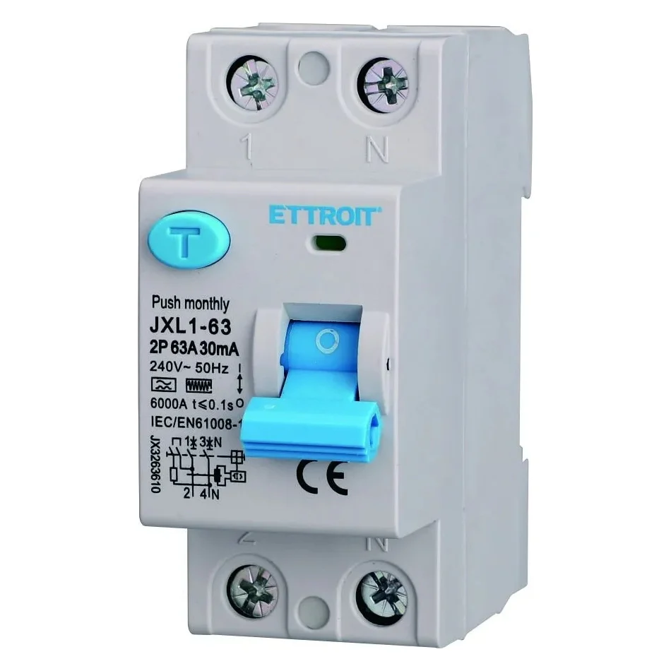 Ettroit Jx3263610 Interruttore Differenziale Puro 2P 63A 30Ma 220V-6Ka Curva F