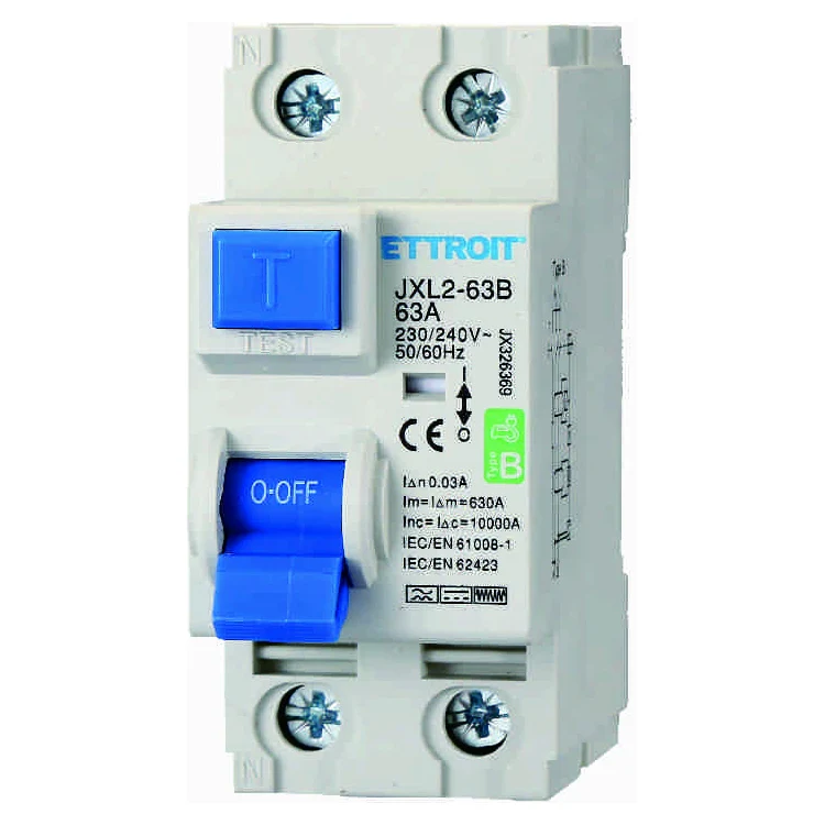 Ettroit Jx326369 Magnetotermico Differenziale Puro 2P 63A 30Ma Curva B 6Ka Ac/Dc 220V
