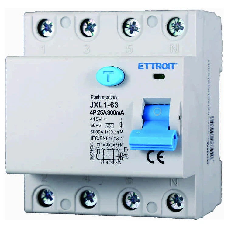 Ettroit Jx342568 Interruttore Differenziale Puro 4P 25A 300Ma 380V-6Ka Classe A