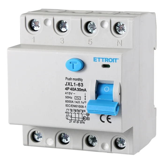 Ettroit Jx344061 Interruttore Differenziale Puro 4P 40A 30Ma 380V-6Ka