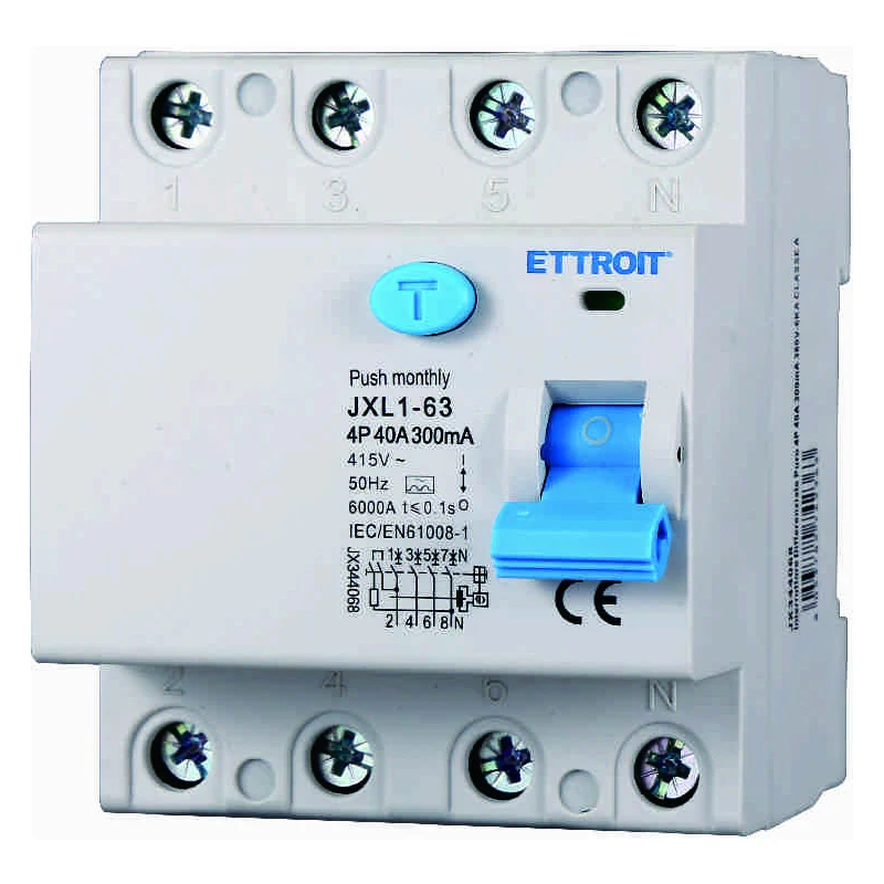 Ettroit Jx344068 Interruttore Differenziale Puro 4P 40A 300Ma 380V-6Ka Classe A