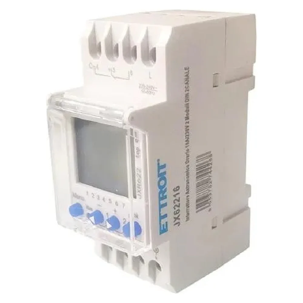 Ettroit Jx62216 Interruttore Astronomico Orario 16A/230V 2 Moduli Din 2Canale