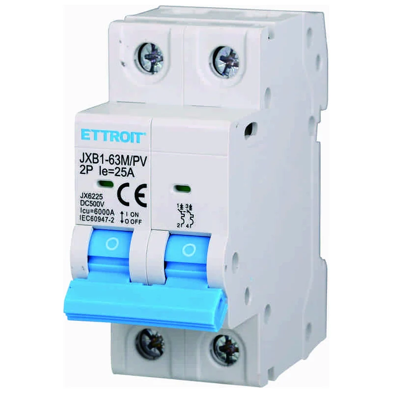 Ettroit Jx6225 2P Interruttore Magnetotermico Fotovoltaico Dc 25A 6Ka 500V