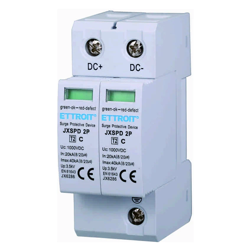 Ettroit Jx6286 Scaricatore Di Sovratensione Fotovoltaico Dc Bassa Tensione 2P 40Ka 1000V