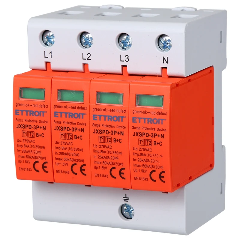 Ettroit Jxspd-3P+N Scaricatore Di Sovratensione 3P+N 25Ka-50Ka T2