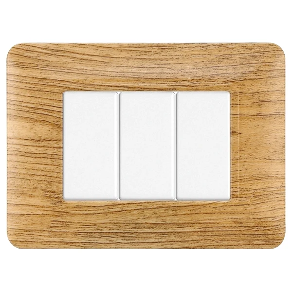 Ettroit Mt83305 Placca Plastica 3P Legno Scuro