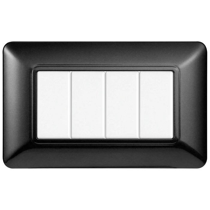 Ettroit Mt83407 Placca Plastica 4P Acciaio Scuro