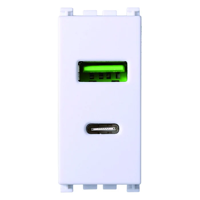 Ettroit Va3002B Presa Usb 2 In 1 Usb+Type-C 3.1Amh Bianco
