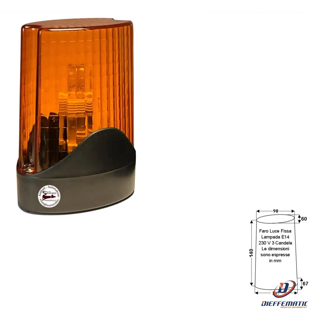 Faro A Luce Fissa Lampada E14 Incandescente Idustriale Securvera Sv-Fw7Lft14Rc