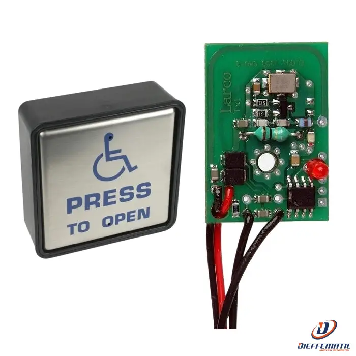 Hotron 4S1U4 Push Pad Wireless Quadrato 115 Mm, Con Trasmettitore Mini 433Mhz-Tx