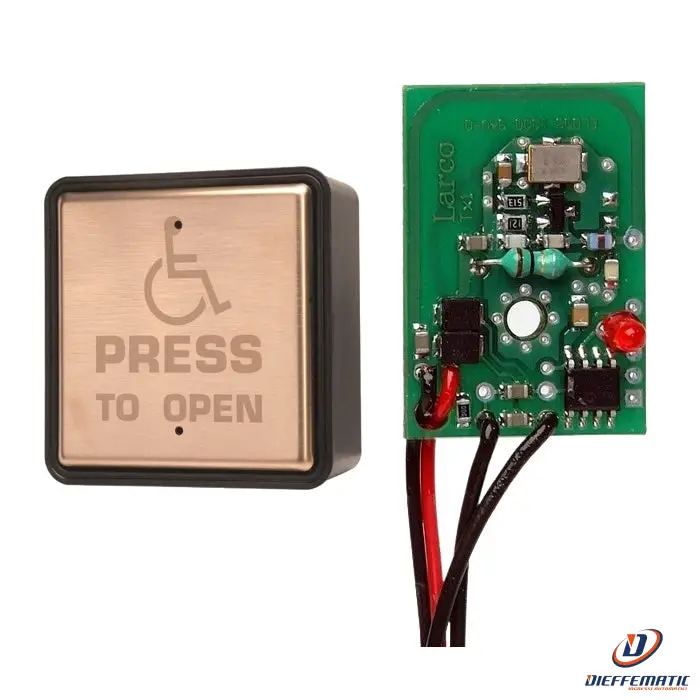Hotron C6S1U4 Pulsante In Rame Wireless 6" Quadrato Con Scatola + 433Mhz-Tx