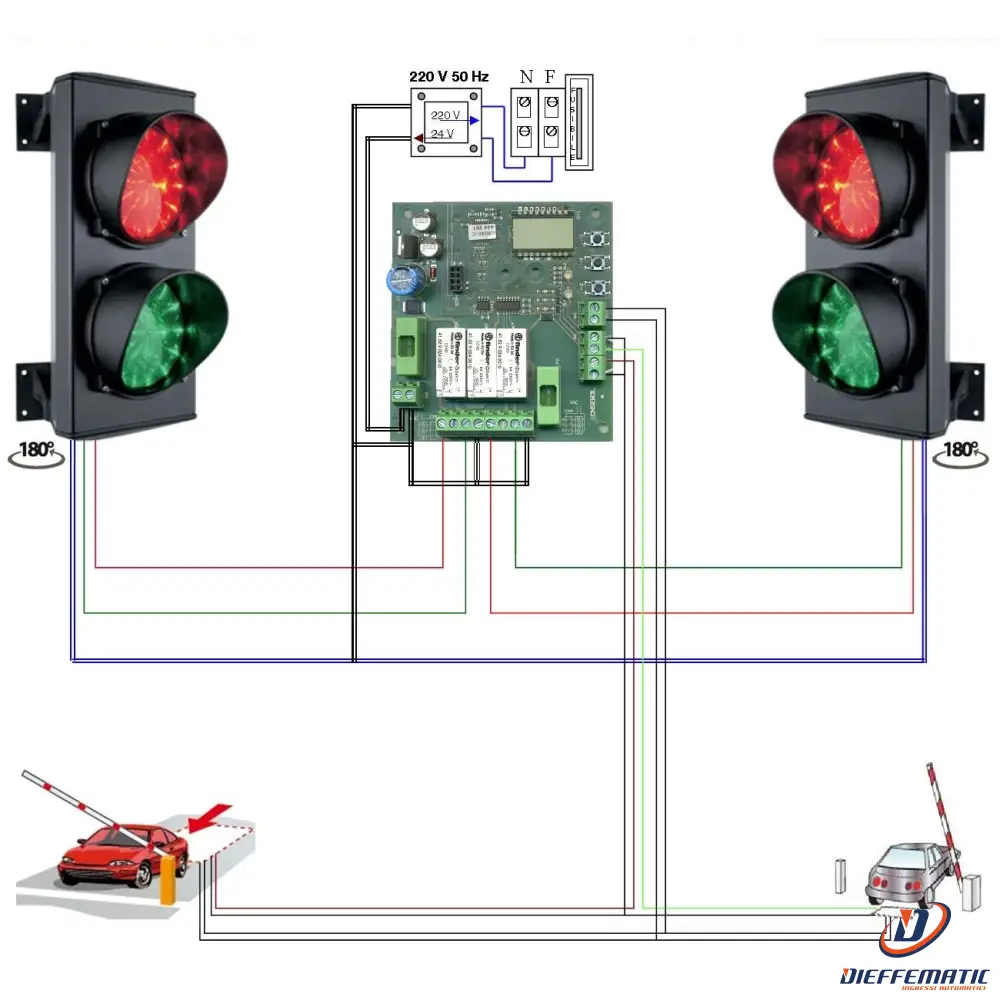 Impianto Semaforico 24 Led Rossi E Verdi 24Vac Securvera Sk-Sld2Sl2Smd