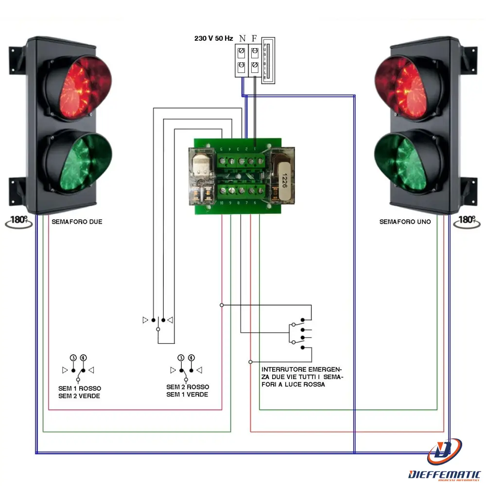 Impianto Semaforico Manuale Teleinvertitore 24 Led Securvera Sk-Sdtims2Lra