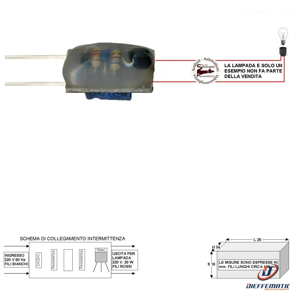 Intermittenza Per Lampeggiante Ad Incandescenza Securvera Sv-Elaixflfva