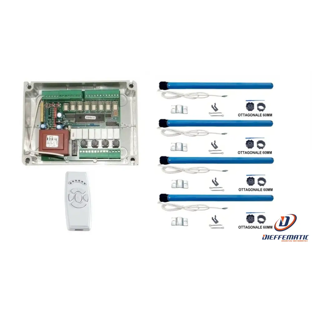 Kit 4 Motori 50Nm + Centrale E Telecomando 6 Ch Per Tapparella Tapparelle 230V
