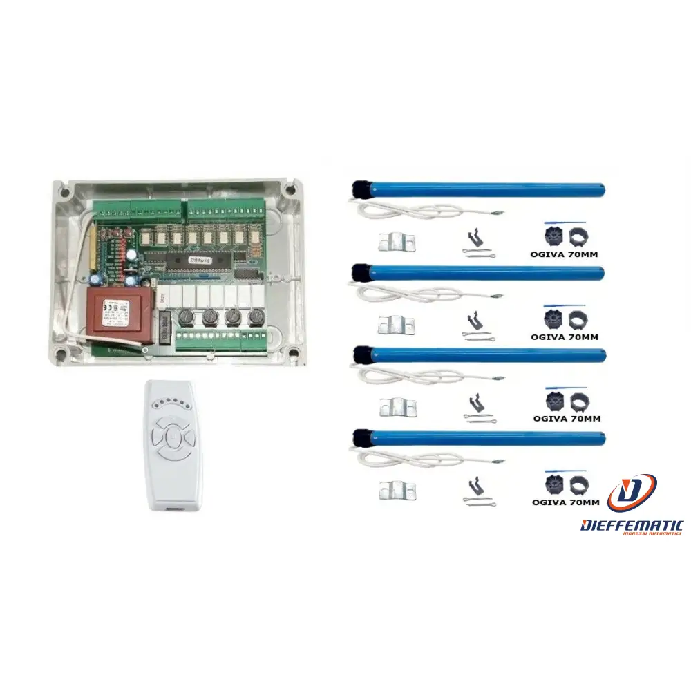 Kit 4 Motori Tubolari 50Nm + Centrale E Telecomando 6 Ch Per Tende Da Sole 230V