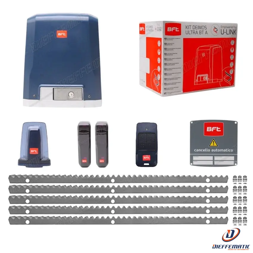 Kit Cancello Scorrevole Automazione Bft Deimos Bt A400 24V 5 Metri Cremagliera