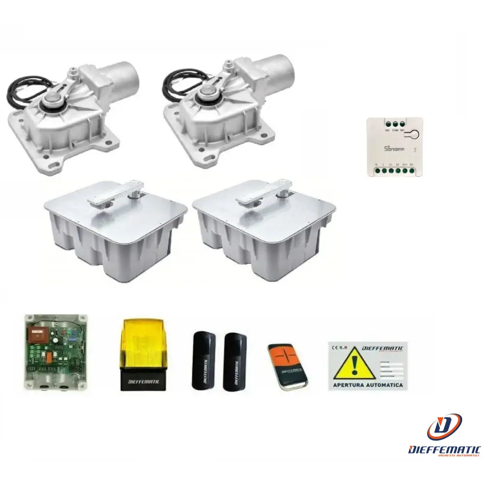 Kit Cromo 24V Automazione Battente Interrato + Casse Fondazioni Smart Rele Wifi