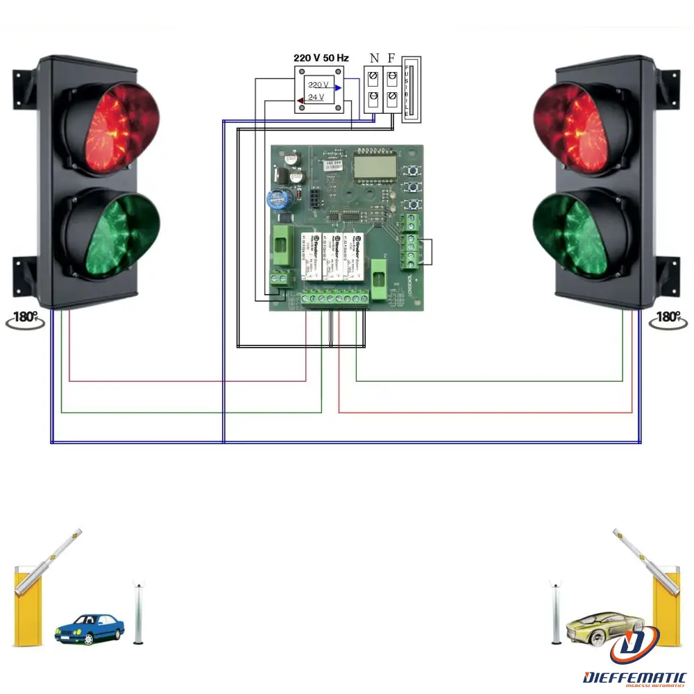 Kit Impianto Semaforico 2 Luci 24 Led Rossi 24 Led Verdi Securvera Sk-Sdlia2S2Lc