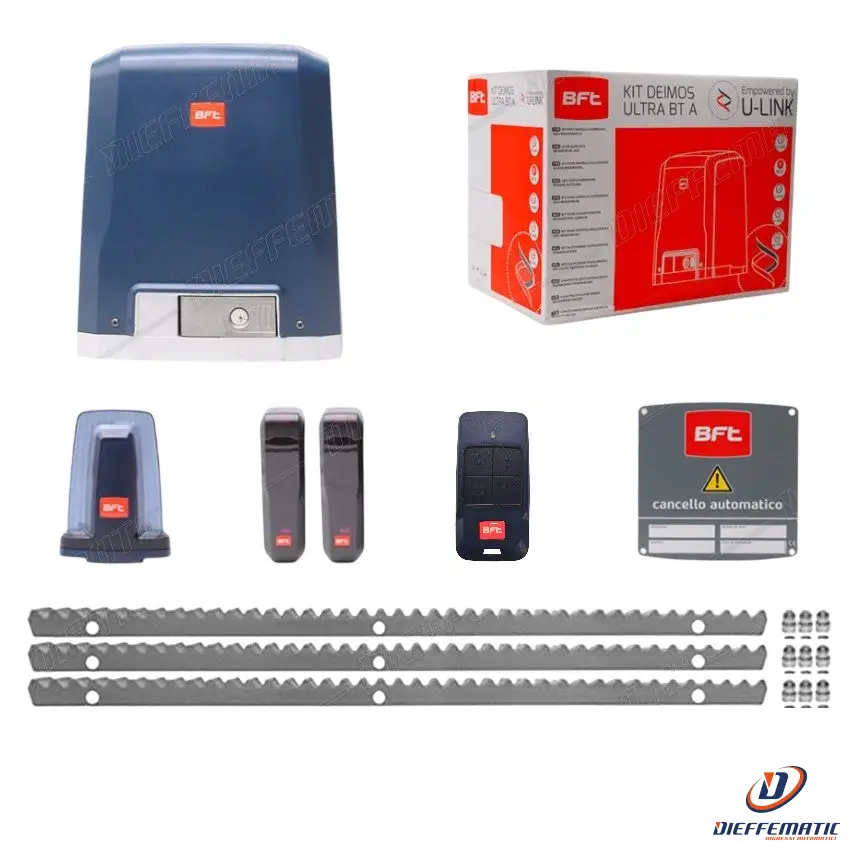 Kit Set Cancello Scorrevole Automatismo Bft Deimos A400Kg 24V + 3 Mt Cremagliera
