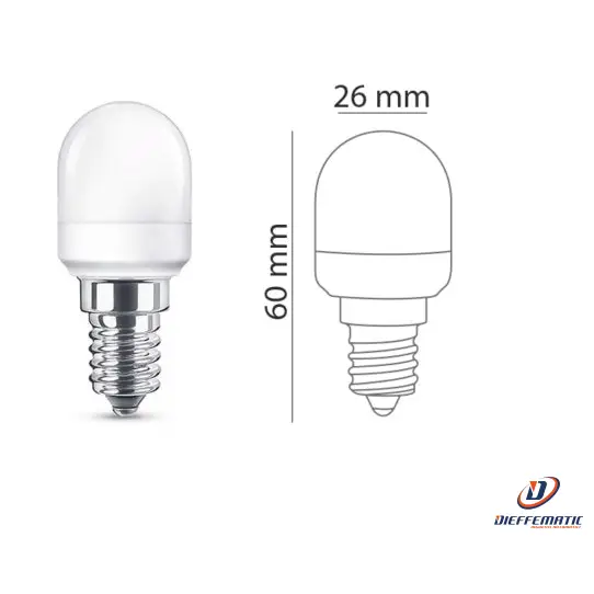 Lampadina Peretta Led Attacco E14 2W 200 Lm 3000K Bianco Caldo 1 Pz Ricambio