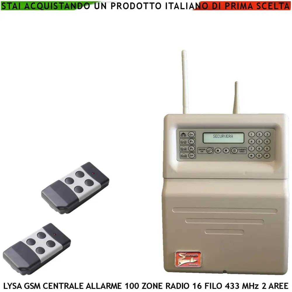 Lysa Gsm Centrale Allarme 100 Zone Radio 16 Filo 433 Mhz Securvera Sv-Lrgctc2Rzd