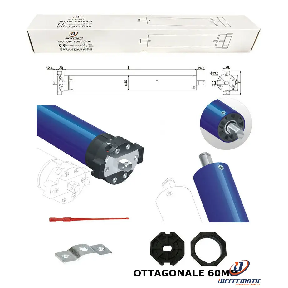 Motore Automazione Alzatapparelle Alzatapparella Completa 80 Kg 30 Nm Rullo 60