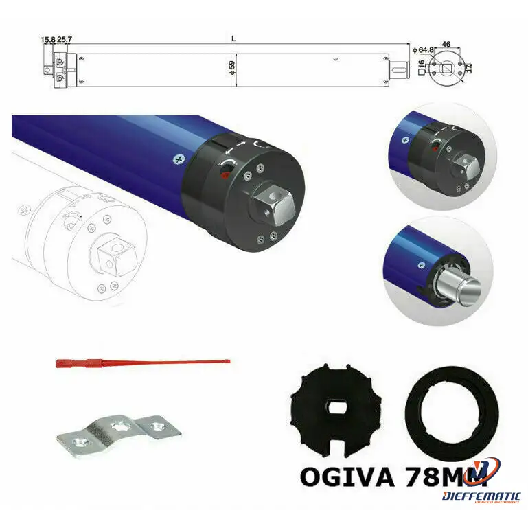 Motore Avvolgibile Per Tenda Da Sole 180Kg 100 Nm Rullo 78 Si Adatta A Gaviota