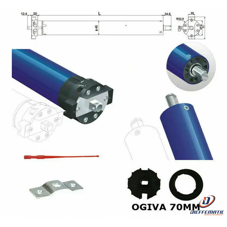 Motore Per Tende Da Sole 100 Kg 50 Nm Adattatore 70 Mm Si Adatta A Cherubini