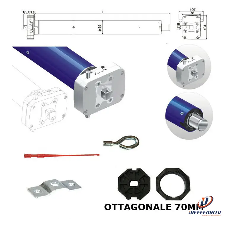 Motore Tapparella 220Kg 120Nm Con Manovra Sblocco 230V Si Adatta A Schellenberg