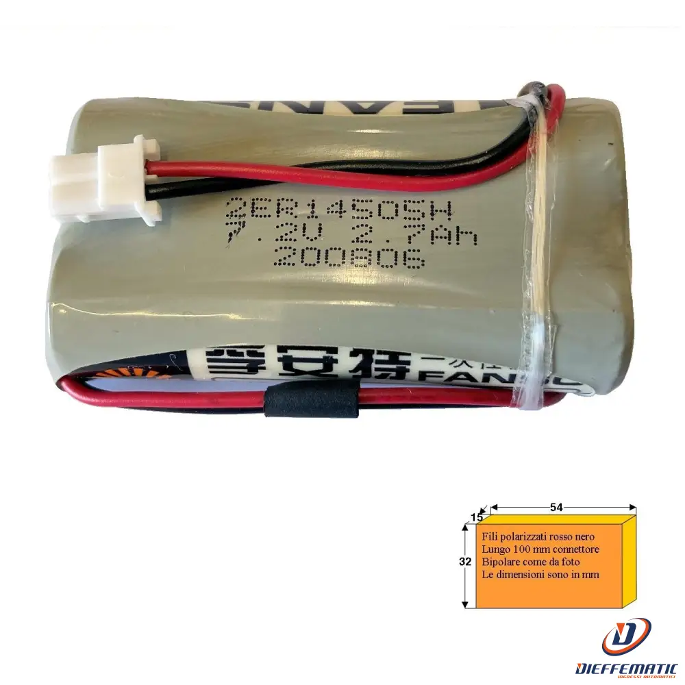 Pile In Batteria Litio 2 In Serie 7,2V 2,7Ah Per Sensori Securvera Sh-Ehrpascdve