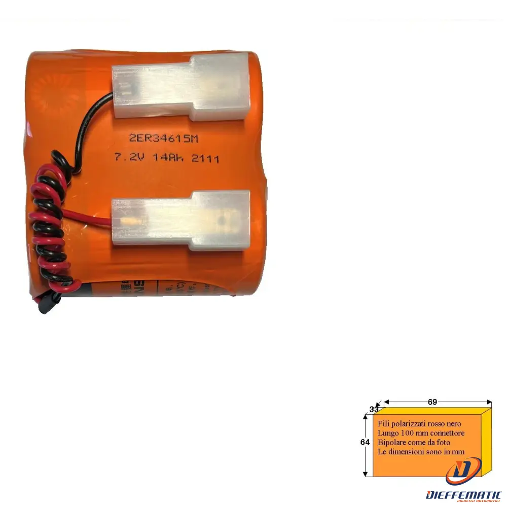 Pile In Batteria Litio 2 In Serie 7, V 14Ah Per Sirena Securvera Sf-Crbdpsqapb
