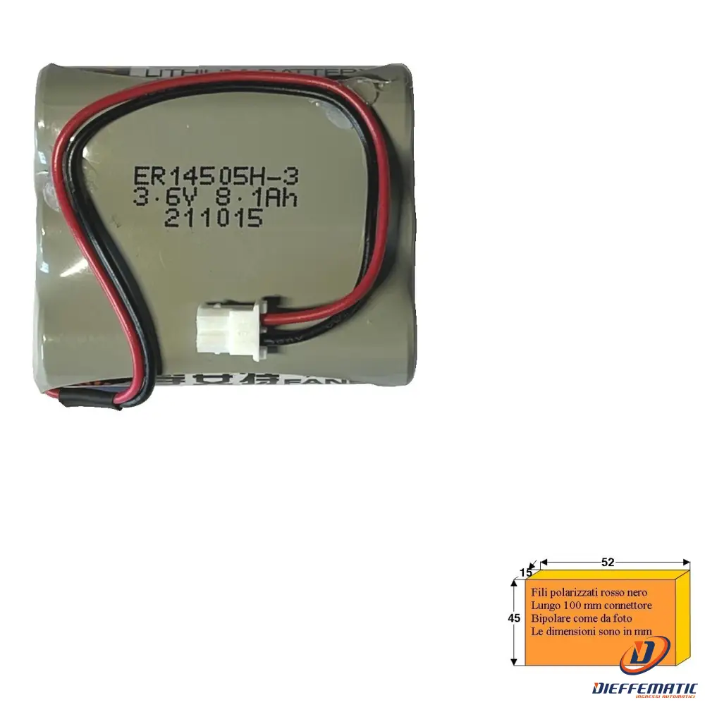 Pile In Batteria Litio Due In Serie 3,6V 8,1Ah Ricambio Securvera Sv-B3Cpascdva
