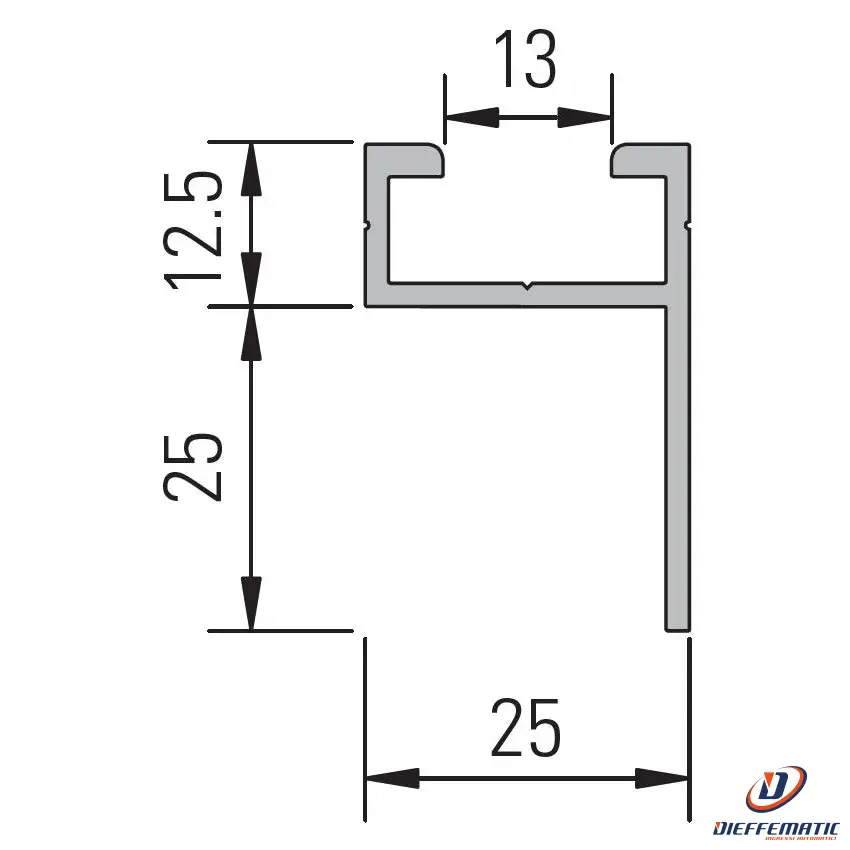 Profilo di montaggio a C in alluminio 25 x 12.5 x 13 mm Bircher AP-5-F1 311759