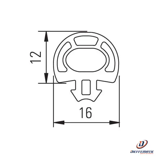 Profilo in gomma B16 mm H12 mm EPDM S-Line Bircher EPE016/012A0V 210728