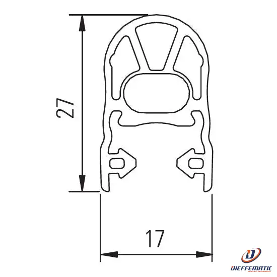 Profilo in gomma B16mm H27mm EPDM S-Line Bircher EPE016/026A0T 355064