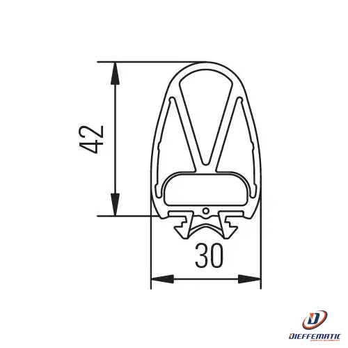 Profilo in gomma B30 mm H42 mm EPDM ClickLine Bircher EPE030/042AO 210751